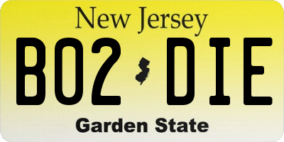 NJ license plate B02DIE