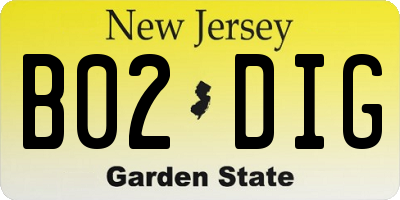 NJ license plate B02DIG