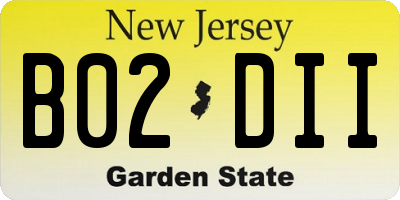 NJ license plate B02DII