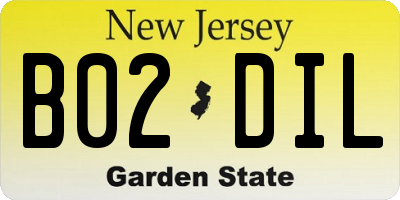 NJ license plate B02DIL