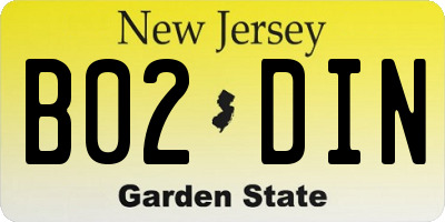 NJ license plate B02DIN