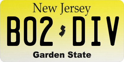 NJ license plate B02DIV