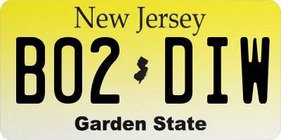 NJ license plate B02DIW