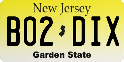 NJ license plate B02DIX