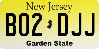 NJ license plate B02DJJ
