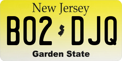 NJ license plate B02DJQ