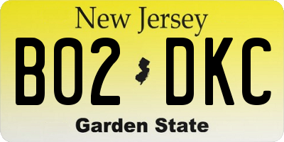 NJ license plate B02DKC