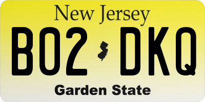 NJ license plate B02DKQ