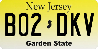 NJ license plate B02DKV
