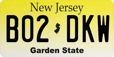 NJ license plate B02DKW