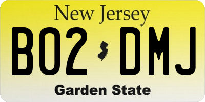 NJ license plate B02DMJ