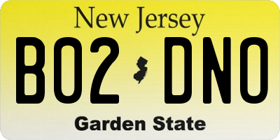 NJ license plate B02DNO