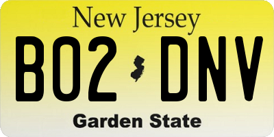 NJ license plate B02DNV