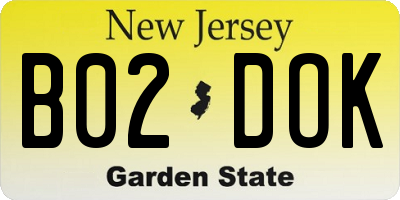 NJ license plate B02DOK