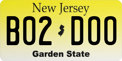 NJ license plate B02DOO