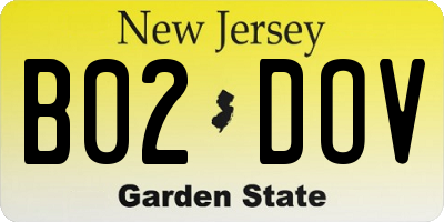 NJ license plate B02DOV