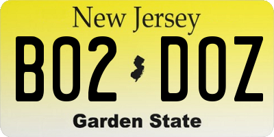 NJ license plate B02DOZ