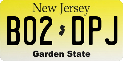 NJ license plate B02DPJ