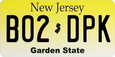 NJ license plate B02DPK