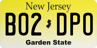 NJ license plate B02DPO