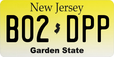 NJ license plate B02DPP