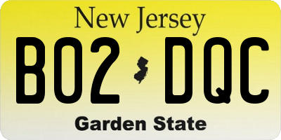 NJ license plate B02DQC