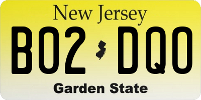NJ license plate B02DQO