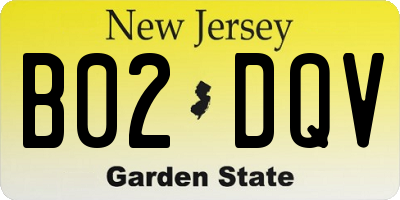 NJ license plate B02DQV