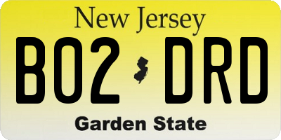 NJ license plate B02DRD