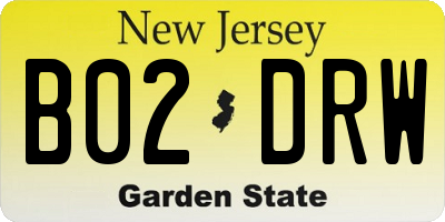 NJ license plate B02DRW
