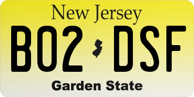 NJ license plate B02DSF