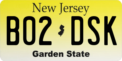 NJ license plate B02DSK