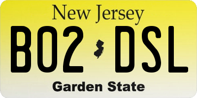 NJ license plate B02DSL