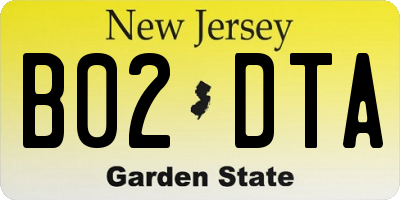 NJ license plate B02DTA