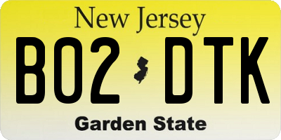 NJ license plate B02DTK