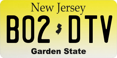NJ license plate B02DTV