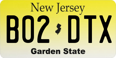 NJ license plate B02DTX