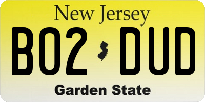 NJ license plate B02DUD