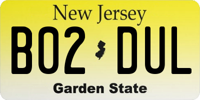 NJ license plate B02DUL