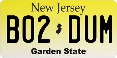 NJ license plate B02DUM
