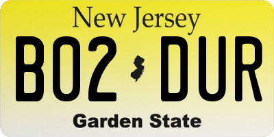 NJ license plate B02DUR