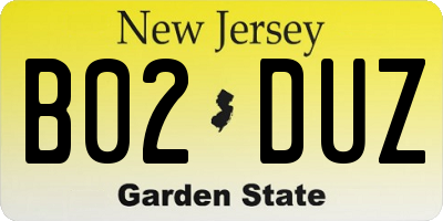 NJ license plate B02DUZ