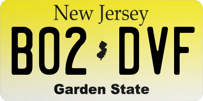 NJ license plate B02DVF