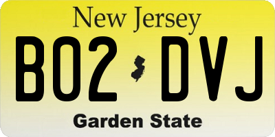 NJ license plate B02DVJ