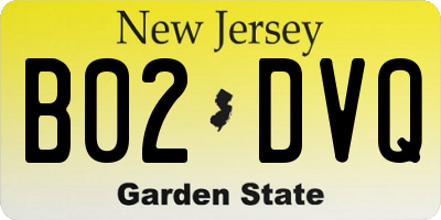 NJ license plate B02DVQ