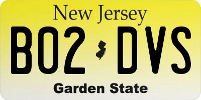 NJ license plate B02DVS