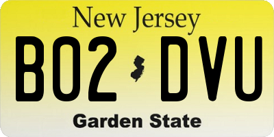 NJ license plate B02DVU