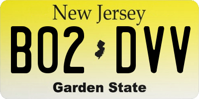 NJ license plate B02DVV