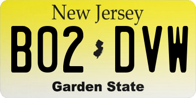 NJ license plate B02DVW