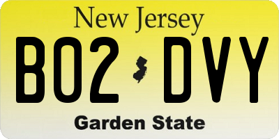 NJ license plate B02DVY